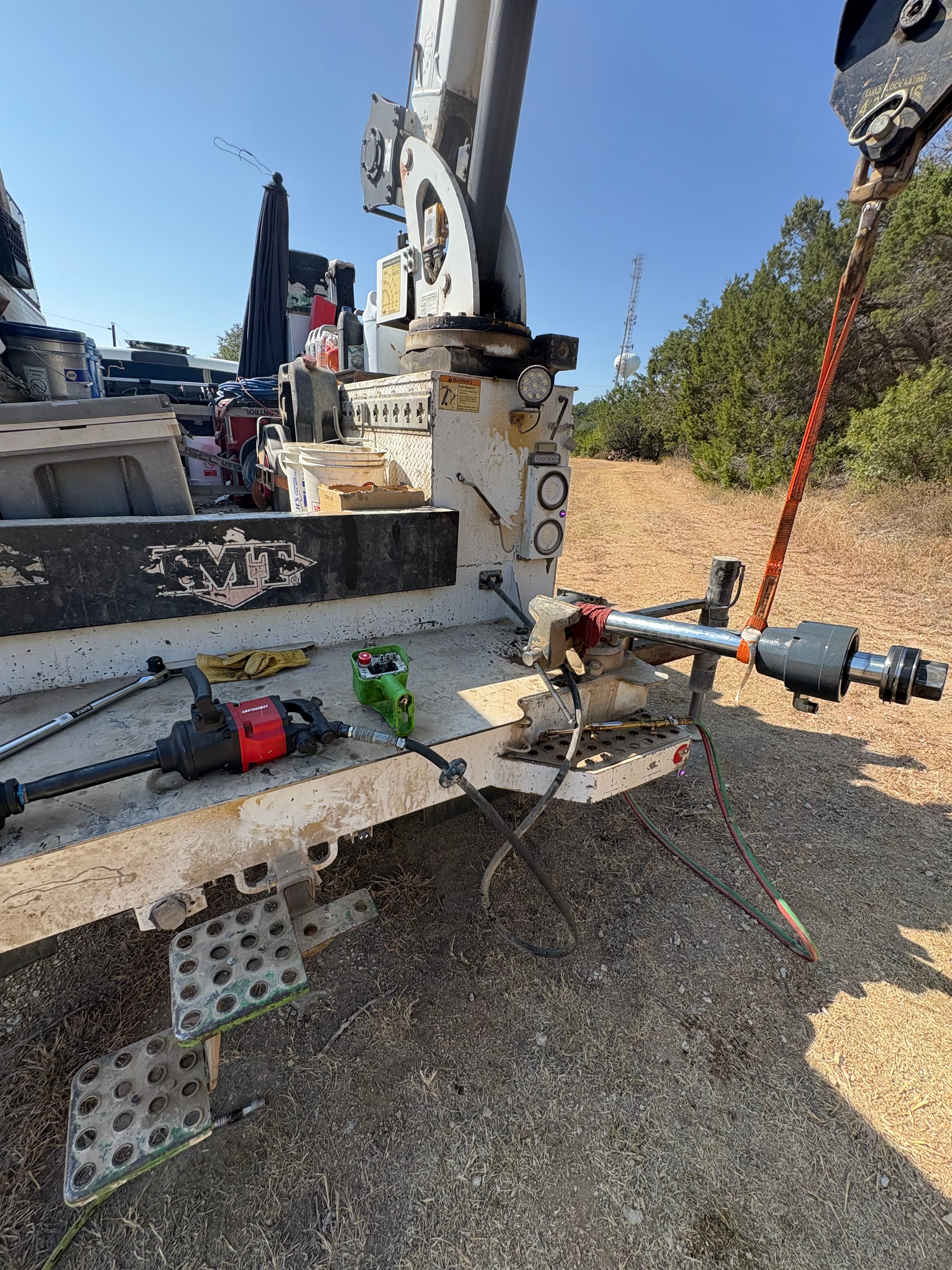 Crane arm and rigging on Jon's service truck